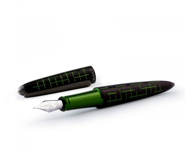 Stilografica Diplomat Elox Matrix nero/verde, pennino in acciaio inox misura M