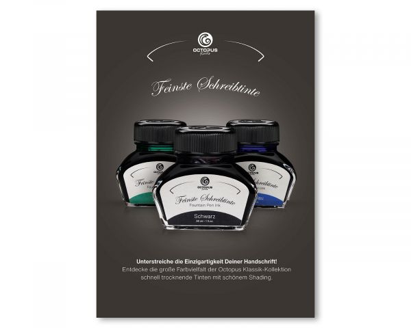 Poster A1 "Octopus Fluids Classic Füllhaltertinte" auf 135g/m² Bilderdruckpapier