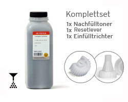 Toner refill kit compatible with Brother TN-1050, HL-1110 incl. reset lever and funnel