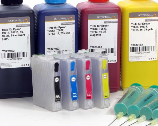 Fill In Druckerpatronen für Epson 29 mit Auto-Reset-Chips und 4x Nachfülltinte