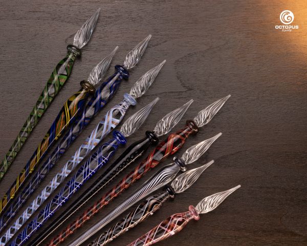 Set di Scrittura con Penna in Vetro Fatto a Mano e 6 Inchiostri Write & Draw Impermeabili