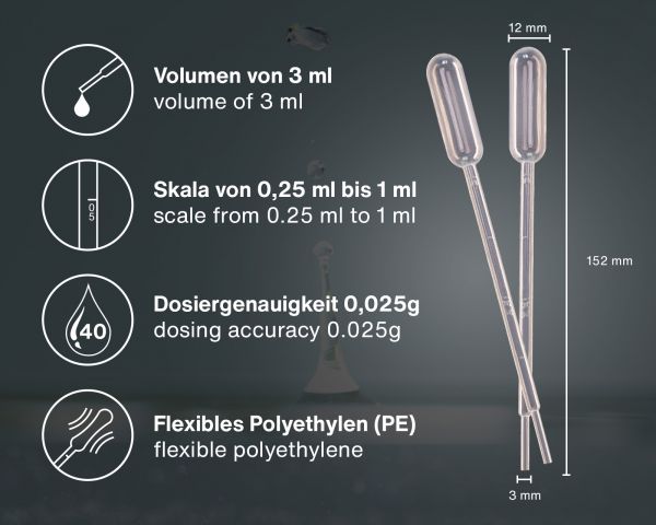 Einweg-Kunststoff-Pipetten mit einem Füll-Volumen von 3 ml