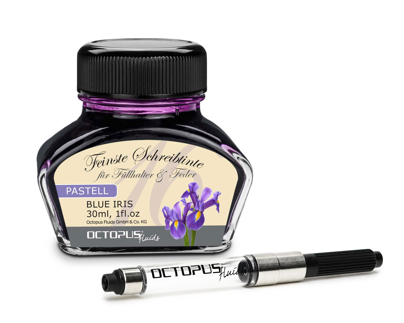 Fountain pen ink pastel "Blue Iris" including converter, Writing ink for fountain pen, 30ml