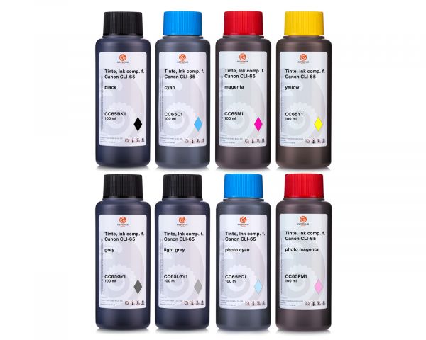 Druckertinten Set kompatibel für CLI-65 Canon Pixma Pro 200 4x 500 ml