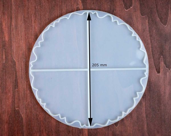 Silikonform, Gießform rund für vier Untersetzer aus Epoxidharz mit facettiertem Rand, 21 cm
