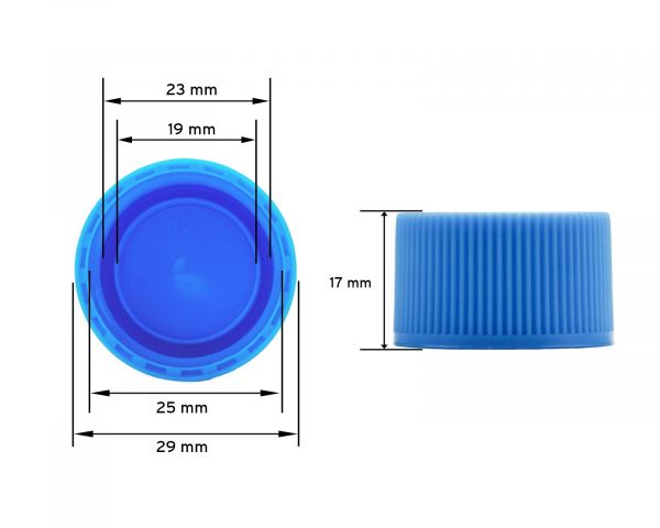 10 x 250 ml round HDPE plastic bottles with blue screw caps
