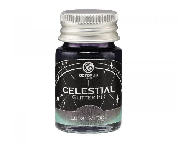 Celestial Glitter, Lunar Mirage, Glitzertinte für Füllhalter, Grau mit grünem Schimmer
