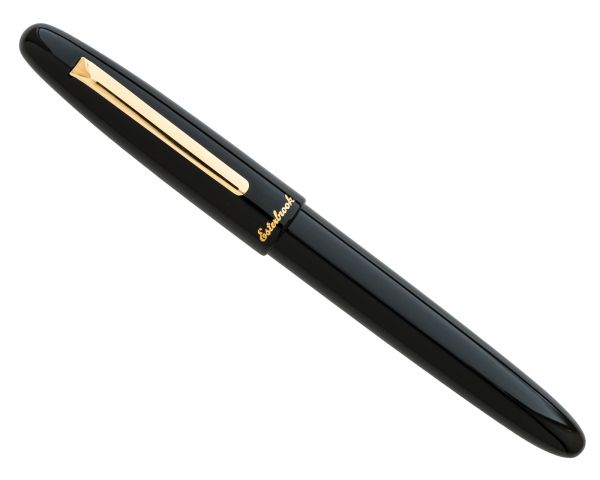 Stilografica Esterbrook Estie Ebony con finiture dorate, stilografica a cartuccia con 30 ml di inchiostro