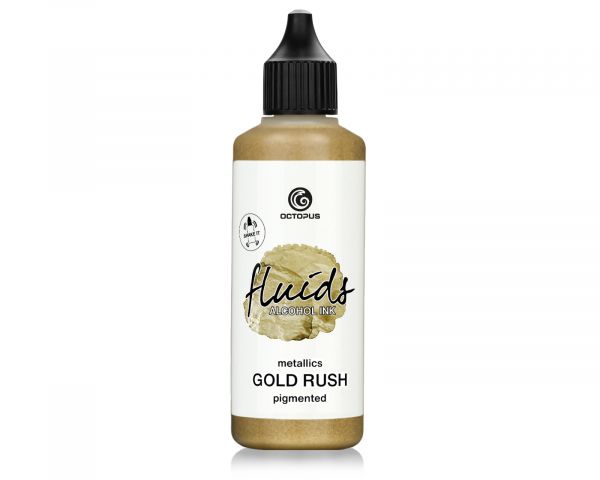 100 ml Octopus Fluids Alcohol Ink GOLD RUSH, Alkoholtinte für Fluid Art und Resin, gold