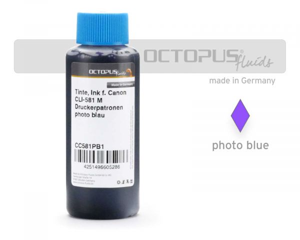 Inchiostro di ricarica per Canon CLI-581 PB, Pixma TS 8150, TS 9150 photo blu