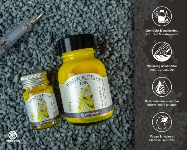 Write and Draw Ink 380 Yellow Zebra, Schreib- und Zeichentusche