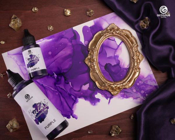 Octopus Fluids Alcohol Ink PURPLE for fluid art and resin, violett