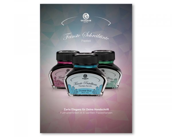 Poster A1 "Octopus Fluids Pastell Füllhaltertinte" auf 135g/m² Bilderdruckpapier