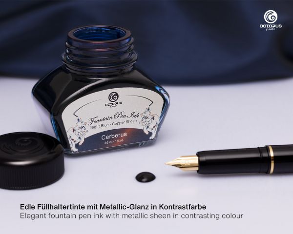Fountain Pen Ink Sheen with converter, Cerberus, Blue, 30 ml