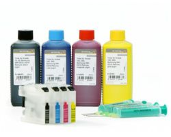 Set of refillable cartridges compatible with Brother LC-123, 125, 127 with chips and ink