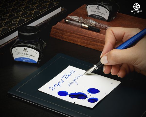 Fountain pen ink including converter, Writing ink for fountain pen, Königsblau erasable