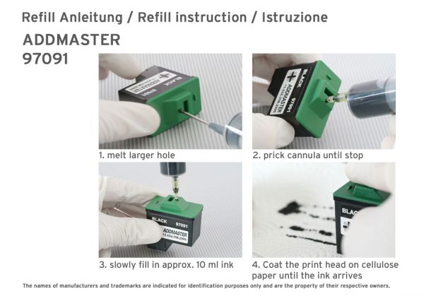 Druckertinte für Addmaster 97091 Druckerpatronen, Tinte für Addmaster IJ7200, IJ7202 schwarz