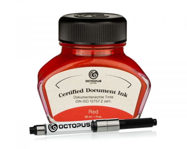 Document-proof Ink Red, with converter, DIN ISO 12757-2 certified, 30ml