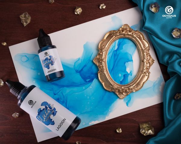 100 ml Octopus Fluids Alcohol Ink LAGOON for fluid art and resin, blue