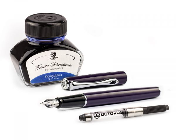 Fountain pen Diplomat Traveller Deep Purple with fountain pen ink and converter, stainless steel nib M