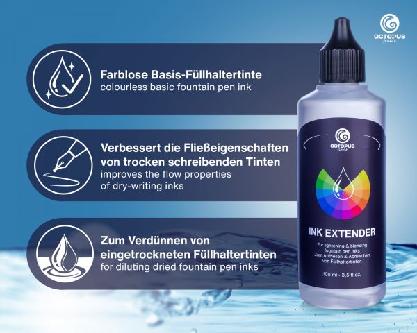 Colourless writing ink, extender for fountain pen inks for mixing and deluting 100 ml