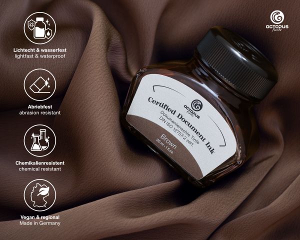 Document Ink brown, document-proof ink, certified according to DIN ISO 12757-2, 30 ml
