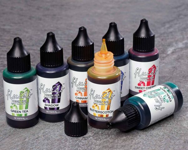 9x 30 ml Octopus Fluids Resin Ink Set DARK, Alcohol Ink for Epoxy Resin and UV Resin