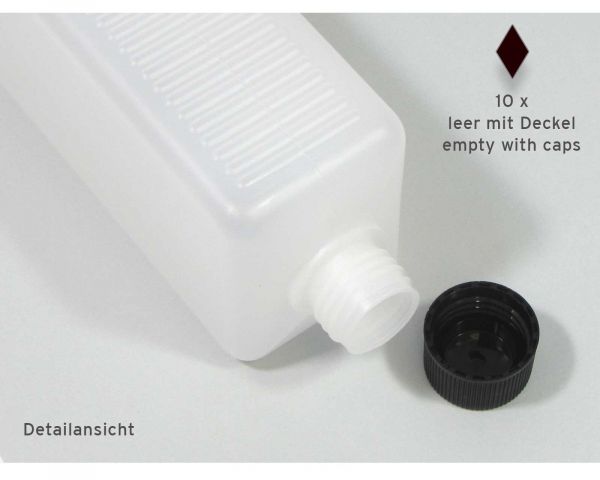 Plastikflaschen 500 ml, leer, für Nachfüllsets, 10 Stück mit Deckel