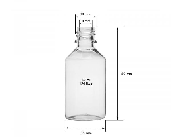 10x PET bottles with dropper tip, volume 50ml, thread 18