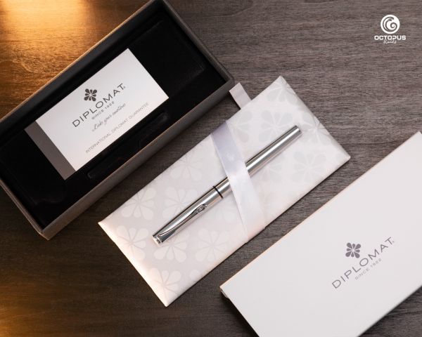 Diplomat Esteem Fountain Pen matte chrome with ink, nib M