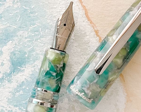 Esterbrook Estie Sea Glass Palladium Trim Füllhalter, Patronenfüllhalter mit 30ml Tinte