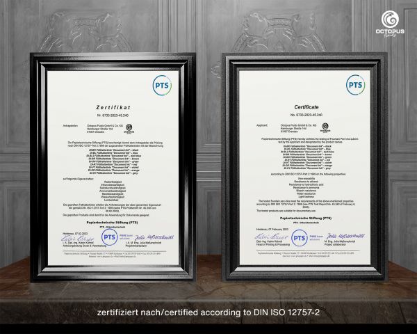 Document Ink violet, document-proof ink, certified according to DIN ISO ...