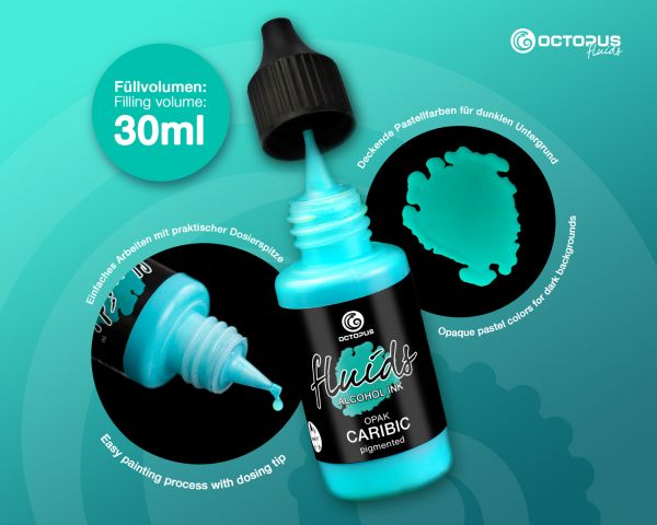 14x 30ml Octopus Fluids Alcohol Ink Set OPAK Alkoholtinte für Fluid Art und Resin