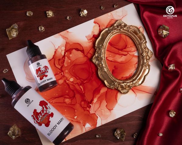 100 ml Octopus Fluids Alcohol Ink BLOODY MARY, Inchiostro ad alcohol per Fluid Art, argilla polimerica e Resin Art, rosso