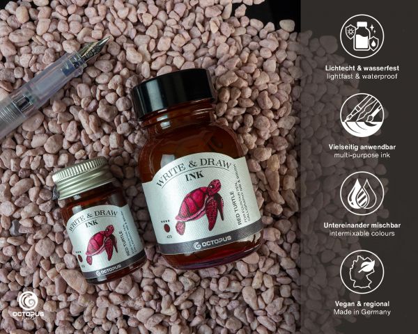 Write and Draw Ink 409 Red Turtle, inchiostro stilografica e disegno