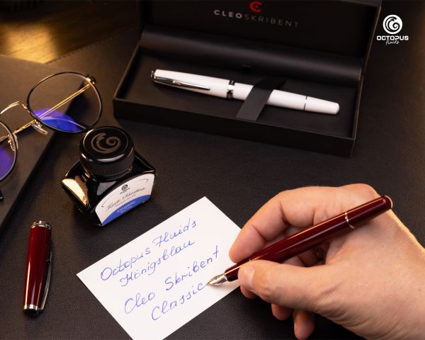 Set di stilografiche Cleo Skribent Classic Palladio - stilografica a cartuccia, pennino M e 30 ml di inchiostro