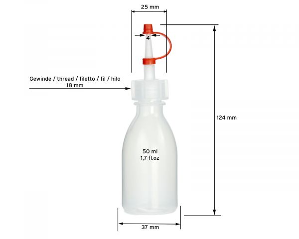 10 x 50 ml LDPE plastic bottles with dropper cap