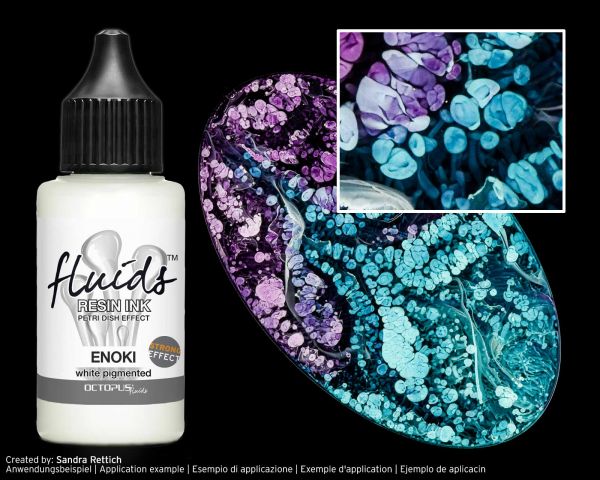 100 ml Octopus Fluids Resin Ink ENOKI, Alcohol Ink für Epoxidharz PETRI DISH EFFECT Strong, weiß