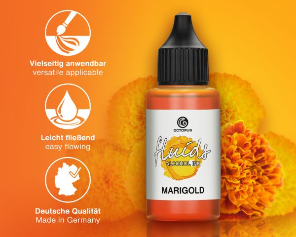 100 ml Octopus Fluids Alcohol Ink MARIGOLD, Inchiostro ad alcohol per Fluid Art e Resin Art, giallo