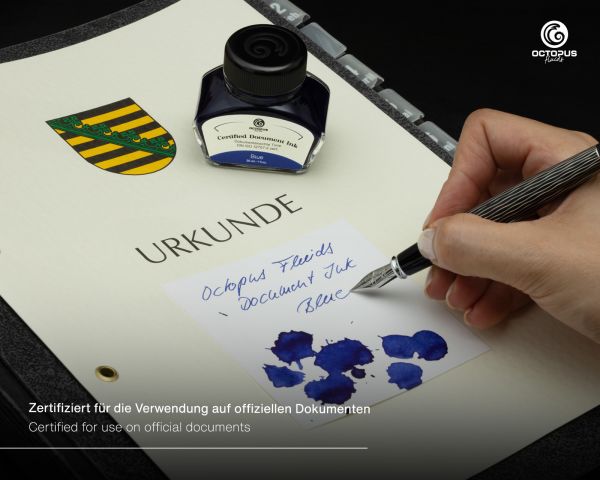 Document-proof ink blue with converter, DIN ISO 12757-2 certified, 30ml
