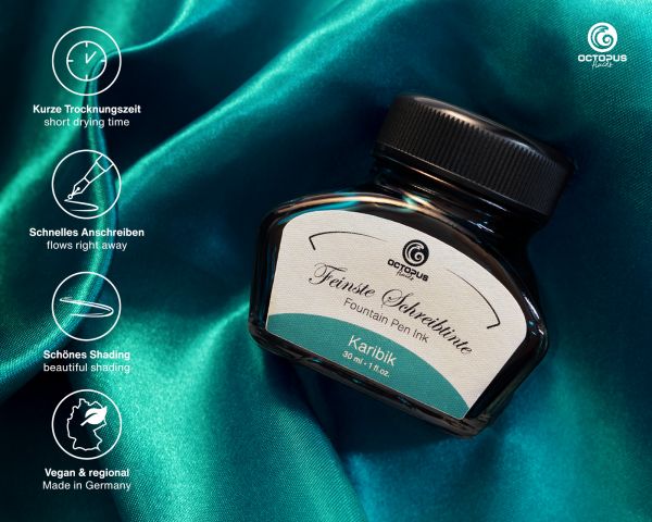 Fountain pen set Diplomat Aero turquoise, stainless steel nib M, with perfectly matching fountain pen ink