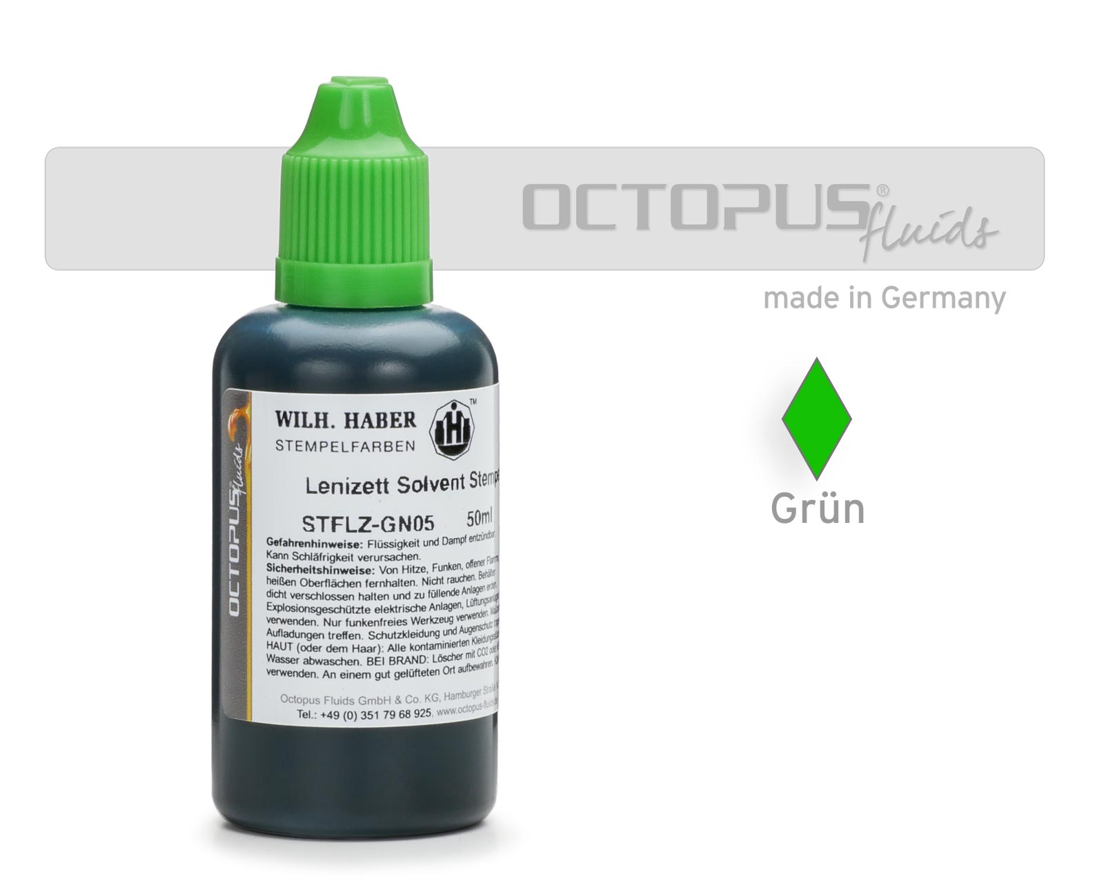 Lenizett Solvent stamping ink for smooth surfaces, green Lenizett Solvent stamping ink for smooth surfaces, green