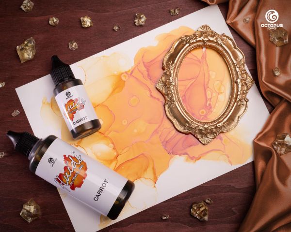 100 ml Octopus Fluids Alcohol Ink CARROT, Inchiostro ad alcohol per Fluid Art, argilla polimerica e Resin Art, arancione