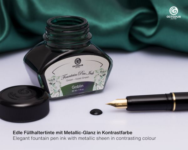 Fountain Pen Ink Sheen with converter, Goblin, Green, 30 ml