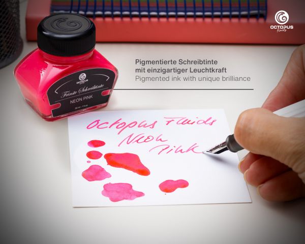 Highlighter ink including converter for fountain pens, fluorescent neon pink