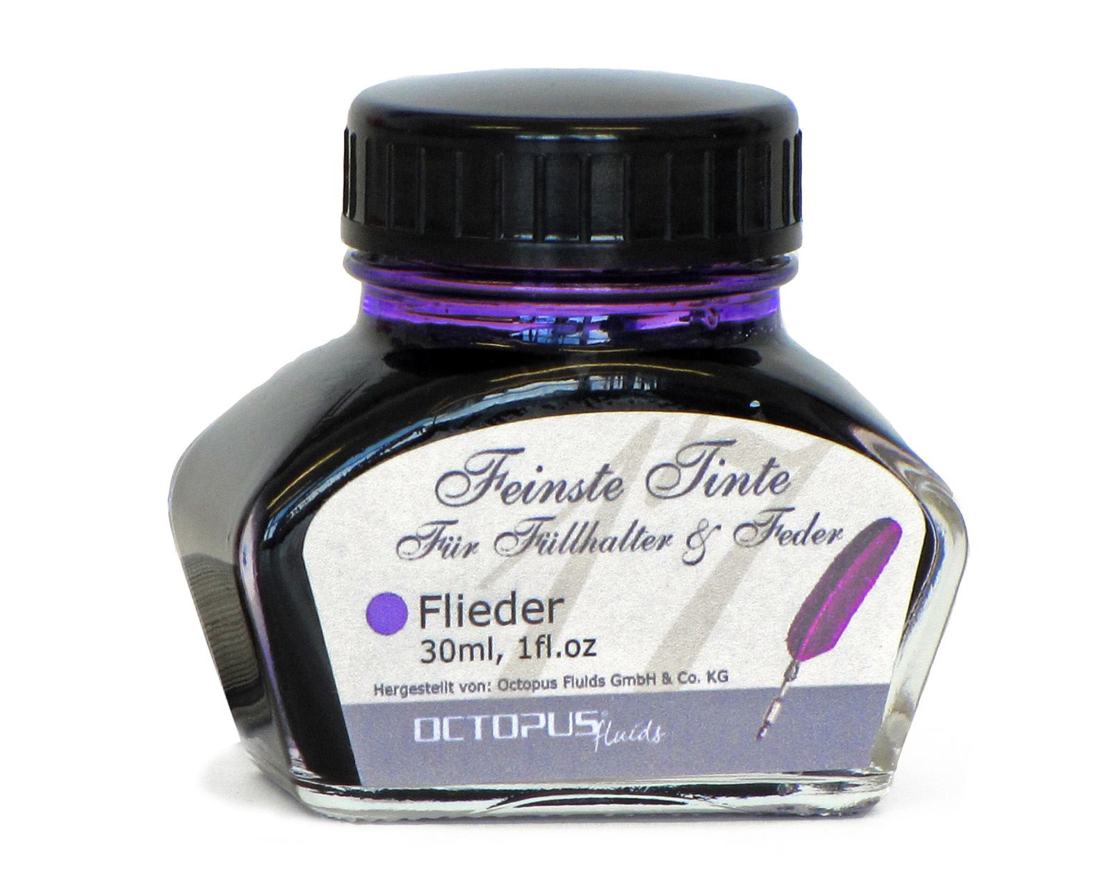 Fine writing ink for fountain pens and quills, lilac Fine writing ink for fountain pens and quills, lilac