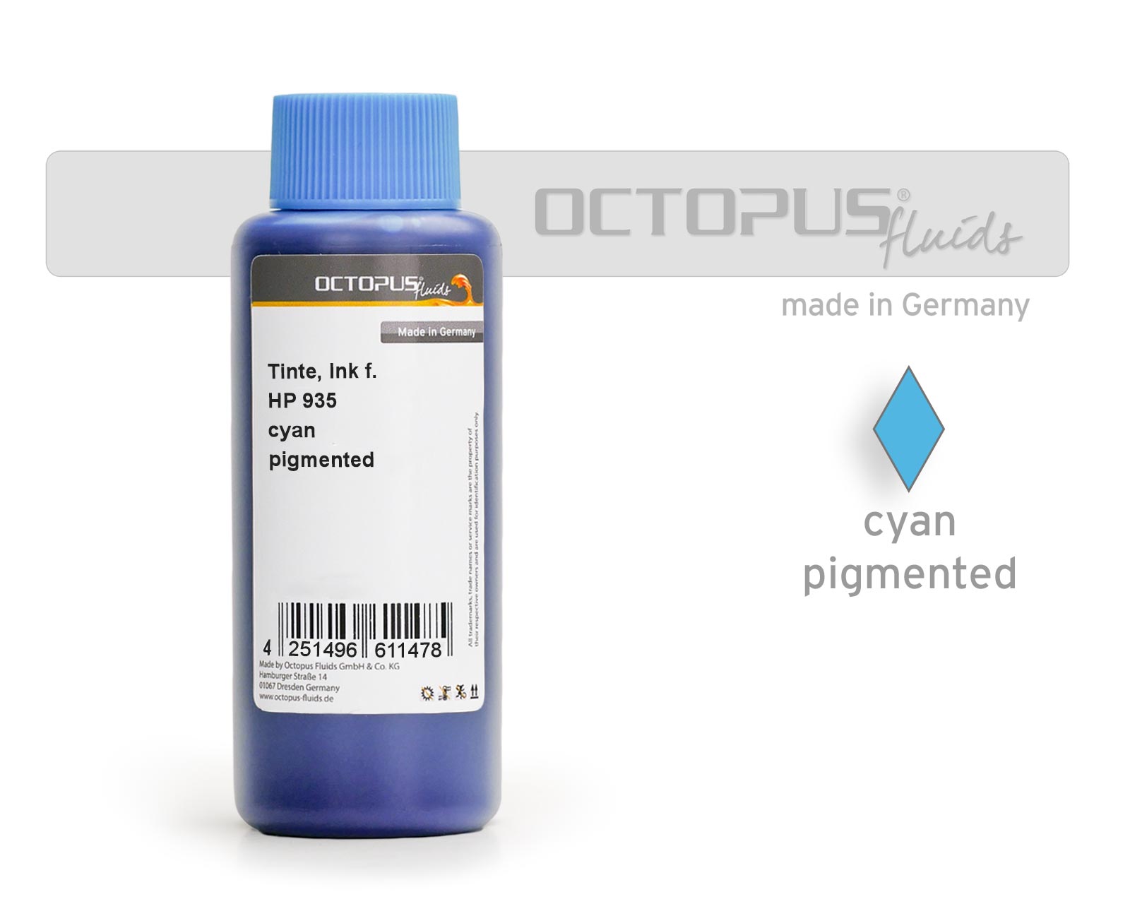 Refill ink for HP 935 cartridges cyan pigmented