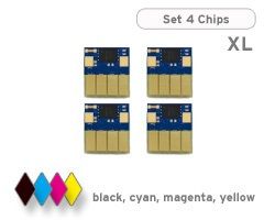 HP 953XL auto reset chips for black, cyan, magenta and yellow ink cartridges