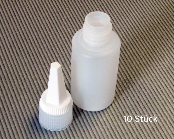 10 x 50 ml HDPE plastic bottles with white dosage caps