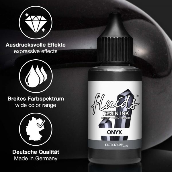 Octopus Fluids Resin Ink ONYX, Alcohol Ink for Epoxy Resin and UV Resin, black